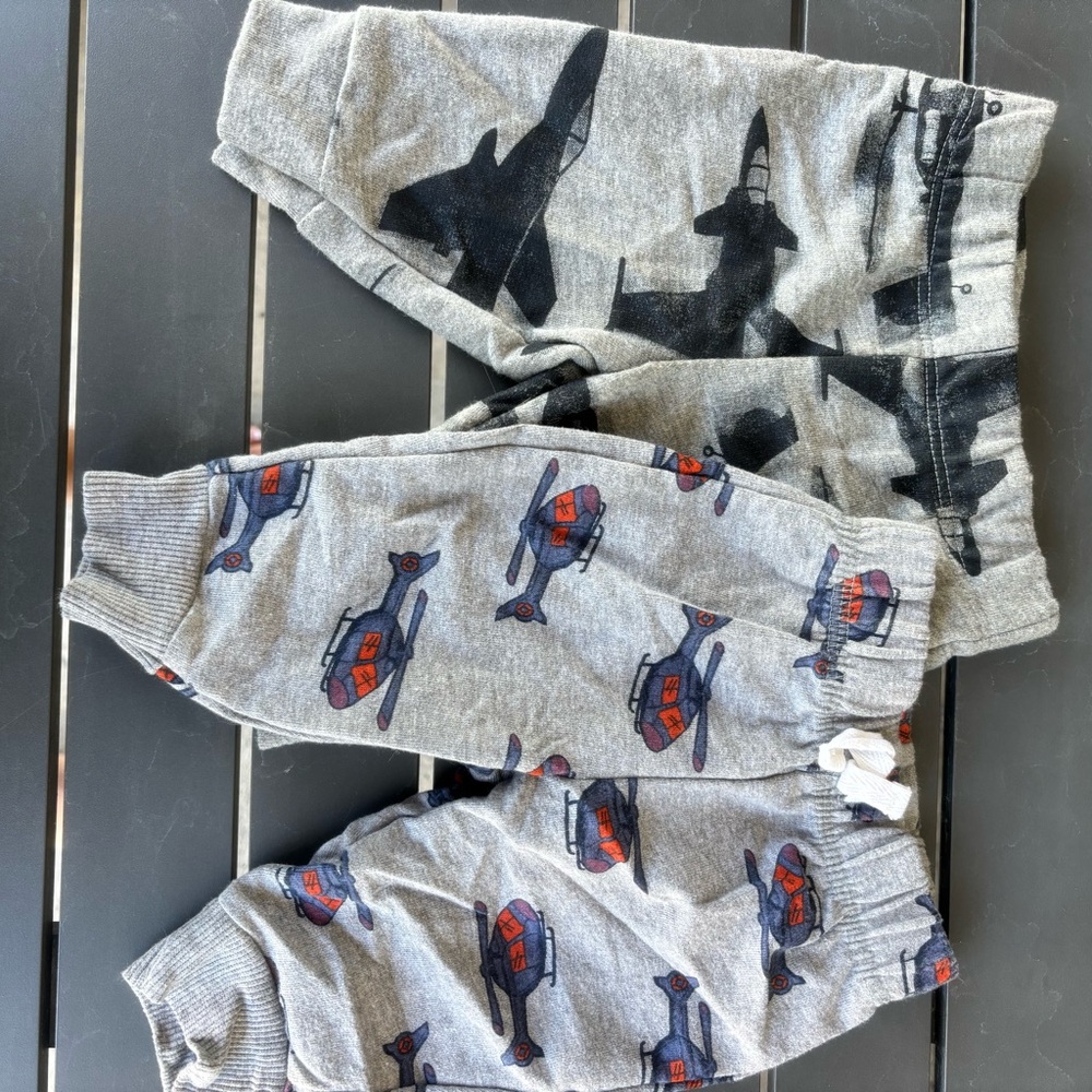 Carter's Gray Sweatpants with Airplane and Jet Prints